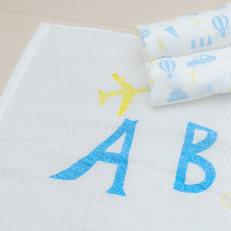 ● ABC gauze bath towel×1, ABC gauze face towel×2  3 piece set