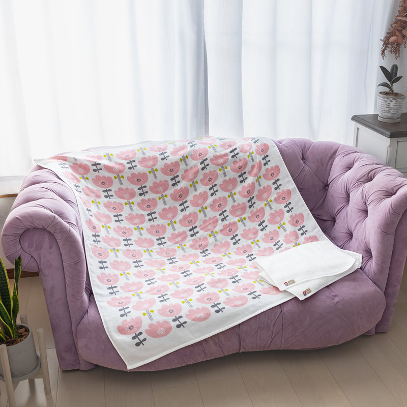 ● 3-layer gauze baby blanket (flower)×1, White baby face towel×2  3 piece set