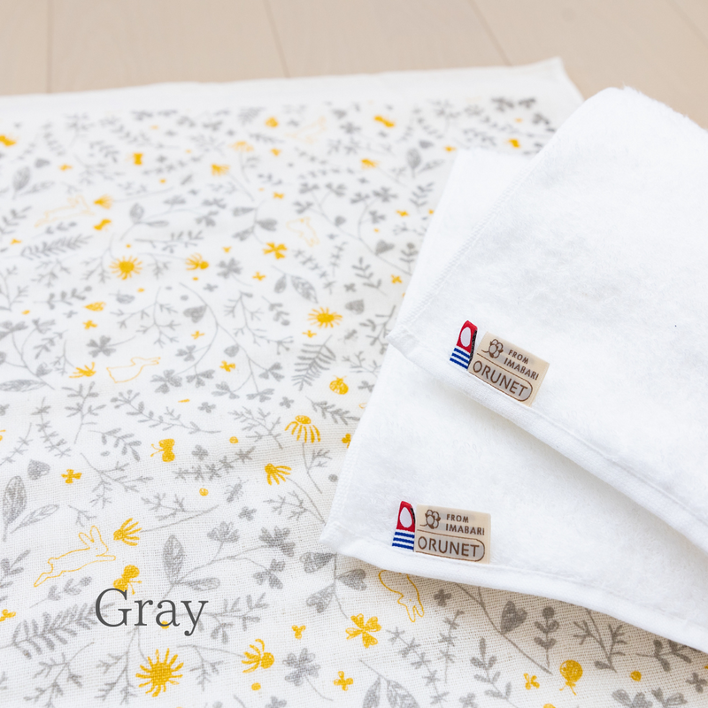 ● 3-layer gauze baby blanket (botanical)×1, White baby face towel×2  3 piece set