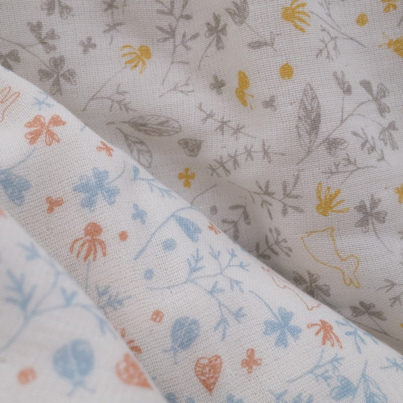 ● 3-layer gauze baby blanket (botanical)×1, White baby face towel×2  3 piece set