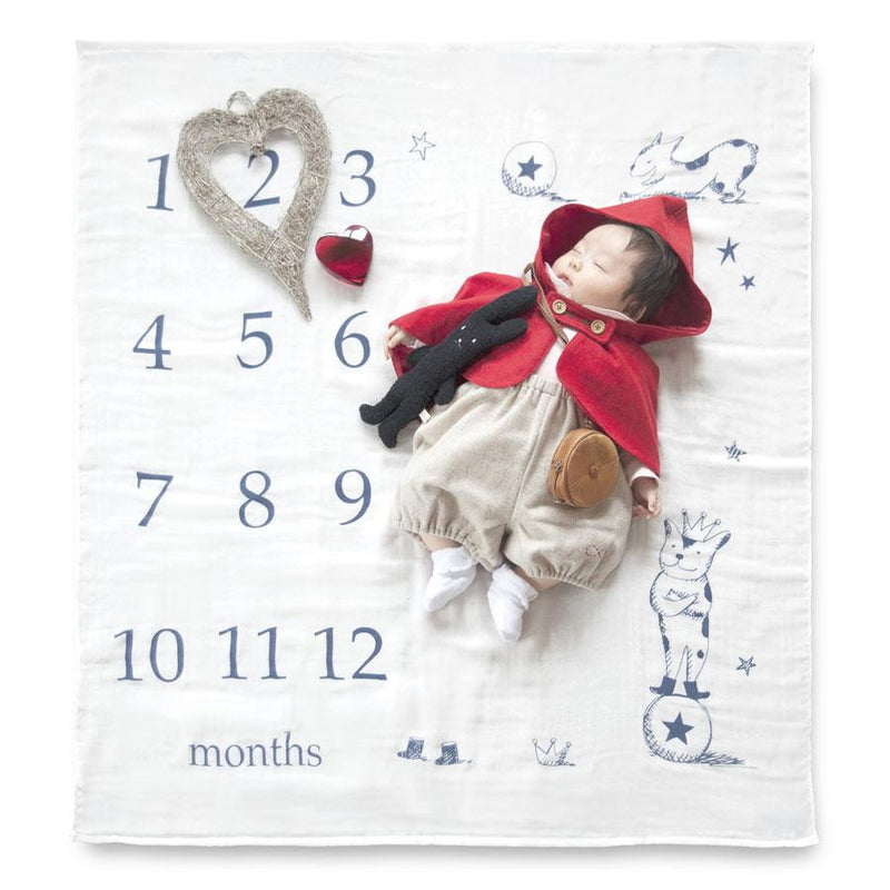 ●3-layer gauze baby blanket (age in months/number dog)×1　,White baby face towel×2 　3 piece set　　