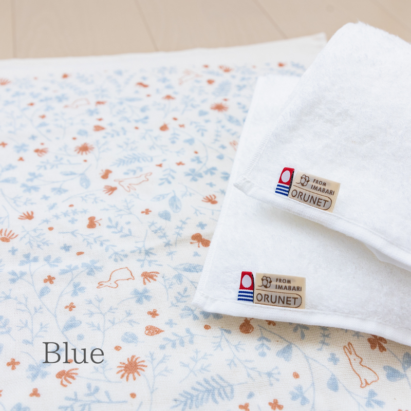 ● 3-layer gauze baby blanket (botanical)×1, White baby face towel×2  3 piece set