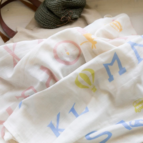 ● ABC gauze bath towel×1, ABC gauze face towel×2  3 piece set