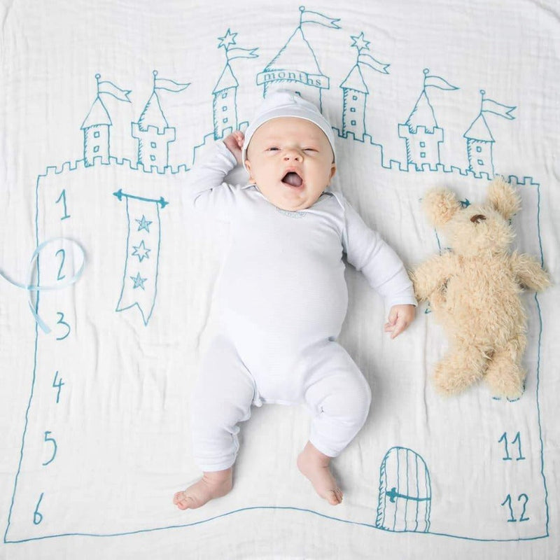 ● 3-layer gauze baby blanket (age in months/number palace)×1, White baby face towel×2  3 piece set